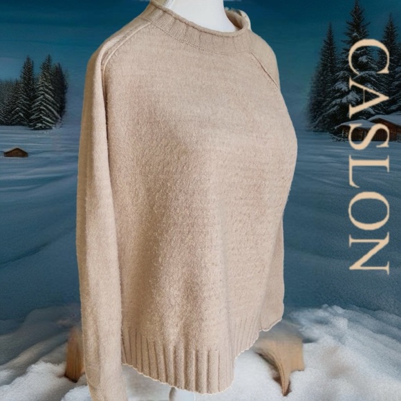 95 Caslon Women's Light Tan Crew Neck Sweater - Picture 2 of 10